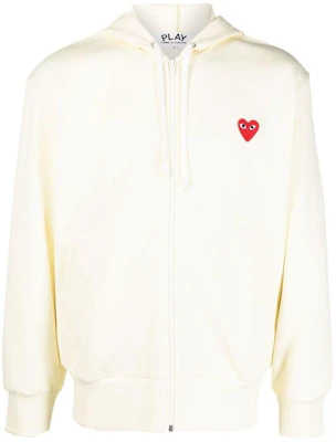 Hoodie Beige CDG Play FW22 Logo Sulaman Hati untuk Lelaki. P1-T172-IVORY Buy Hoodie Beige CDG Play FW22 Logo Sulaman Hati untuk Lelaki. P1-T172-IVORY