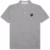 CDG Play Grey Polo Shirt with Black Heart Logo. AZ-T078-051-1 CDG Play Grey Polo Shirt with Black Heart Logo. AZ-T078-051-1