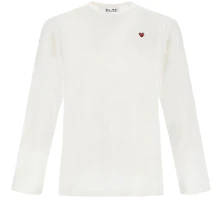 CDG Play Heart Logo Pullover Sweatshirt White P1-T308-2 CDG Play Heart Logo Pullover Sweatshirt White P1-T308-2