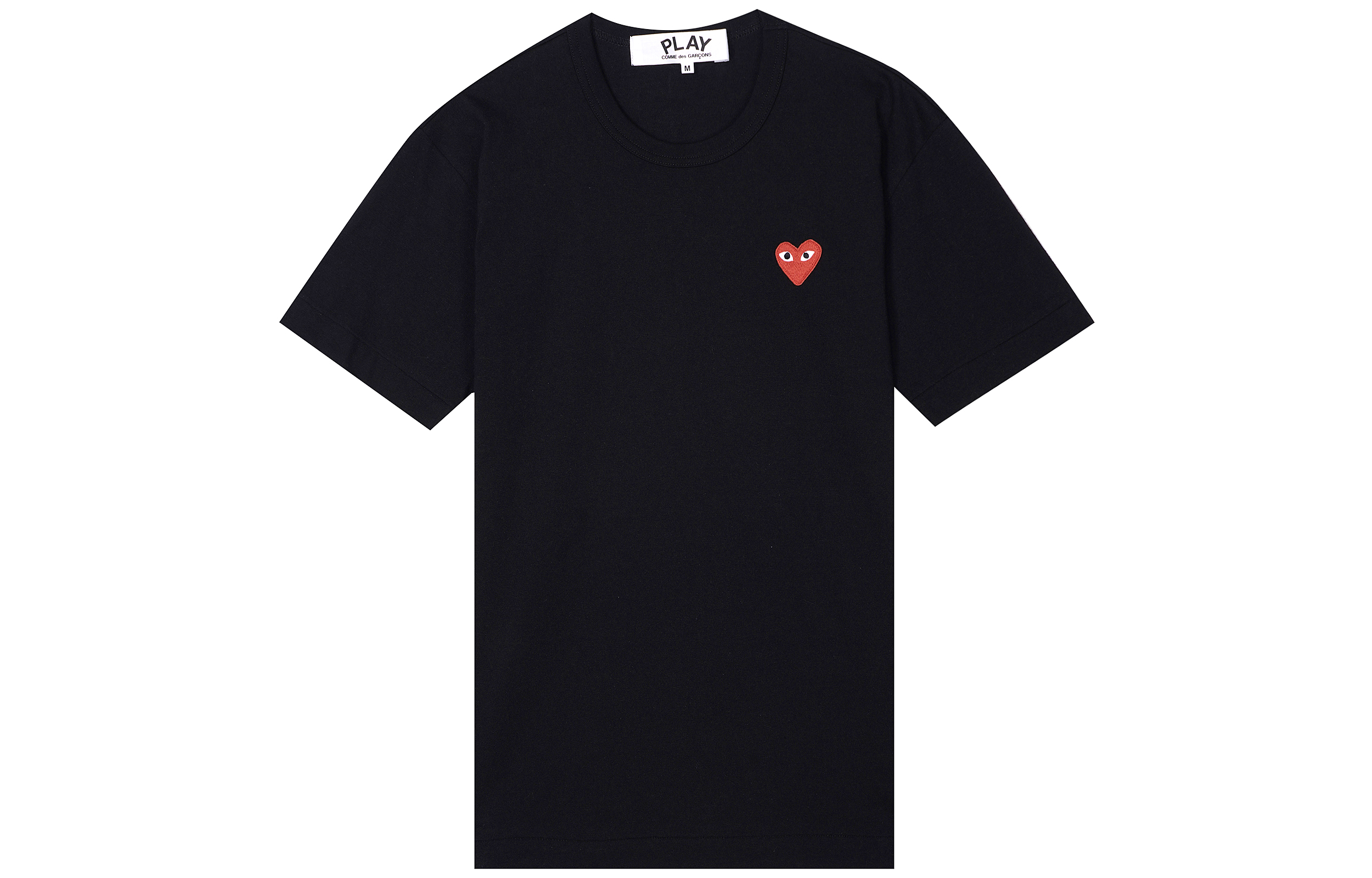 CDG Play Red Heart Logo Crewneck T-Shirt Black . AZ-T108-051-1