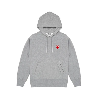 CDG Play Red Heart Logo Hoodie Gray Menswear by CDG. AZ-T170-051-1