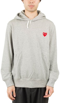 CDG Play Red Heart Logo Hoodie Gray Menswear by Comme des Garçons. AZ-T170-051-1 Lookbook CDG Play Red Heart Logo Hoodie Gray Menswear by Comme des Garçons. AZ-T170-051-1