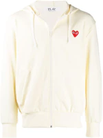 CDG Play SS22 Logo Zip Hoodie Ivory Long Sleeve Sweatshirt P1-T172-3 CDG Play SS22 Logo Zip Hoodie Ivory Long Sleeve Sweatshirt P1-T172-3