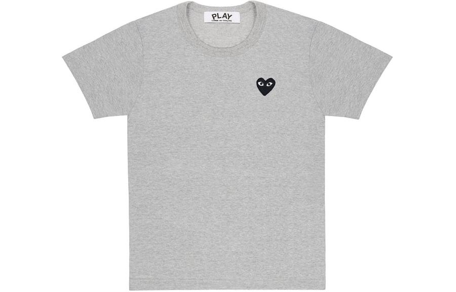 CDG Play SS24 Black Heart Crewneck T-Shirt Unisex with Gray Accents AX-T076-051-TOP GRAY