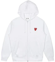 CDG Play SS24 Double Red Heart Hoodie Zip-Up Unisex White AX-T294-051-WHITE CDG Play SS24 Double Red Heart Hoodie Zip-Up Unisex White AX-T294-051-WHITE