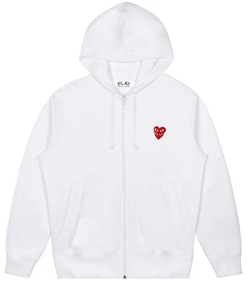 CDG Play SS24 Hoodie Zip-Up Unisex Putih Double Red Heart AX-T294-051-WHITE Buy CDG Play SS24 Hoodie Zip-Up Unisex Putih Double Red Heart AX-T294-051-WHITE