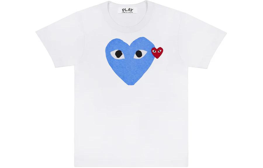 CDG Play SS24 Dual Heart Logo Unisex Blue T-Shirt AX-T106-051-BLUE