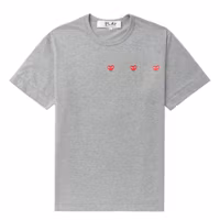 CDG Play SS24 Multi-Heart Graphic Unisex Grey Crewneck Tee AX-T337-051-TOP GRAY CDG Play SS24 Multi-Heart Graphic Unisex Grey Crewneck Tee AX-T337-051-TOP GRAY