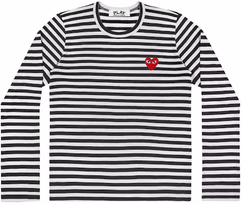 CDG Play SS24 條紋愛心黑色長袖T恤 男女通用 AX-T164-051-BLACK WHITE Buy CDG Play SS24 條紋愛心黑色長袖T恤 男女通用 AX-T164-051-BLACK WHITE