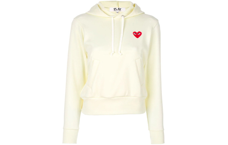 CDG Play Yellow Heart Logo Pullover Hoodie P1T173IV-ORY