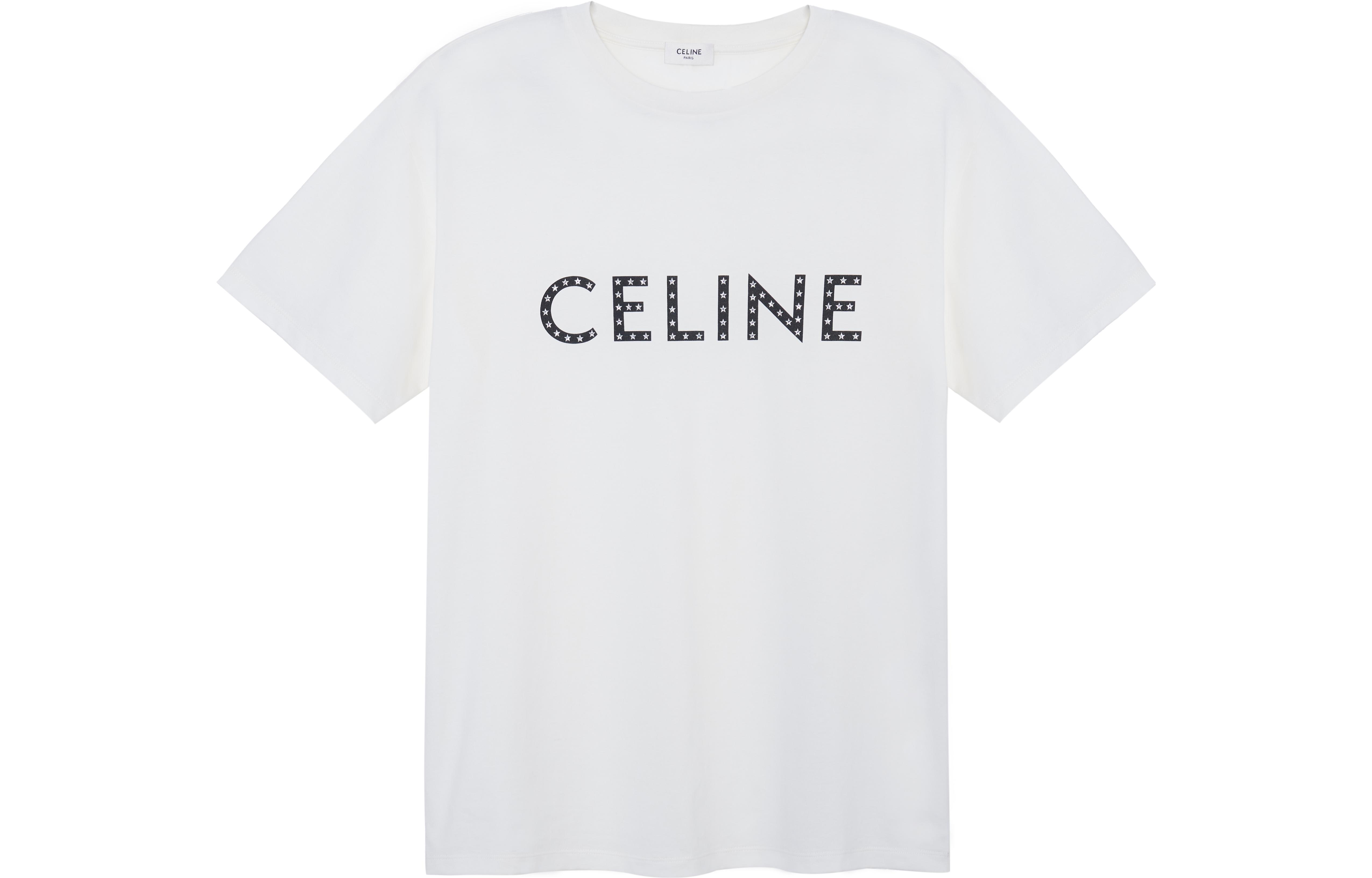 CELINE 23SS  White Star Studded Cotton Knit Oversized T-Shirt 2X47F671Q-01OB