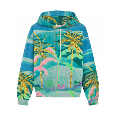 Celine "AUTOBAHN" Graphic Oversized Hoodie Green Menswear 2Y290824M-30GE