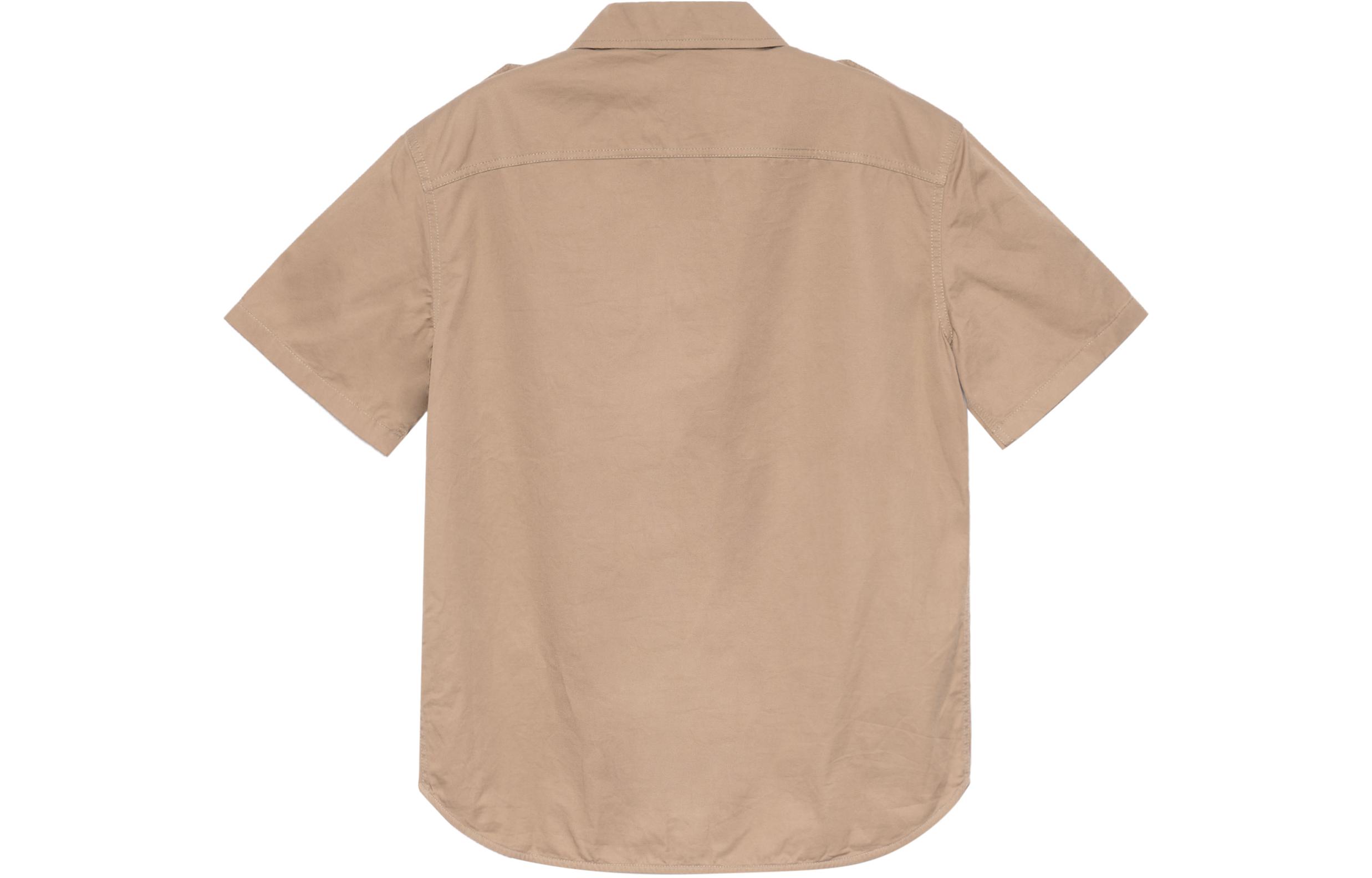 Lookbook CELINE Kemeja Lengan Pendek Beige dengan Poket Patch & Penutup Velcro 2C881219I-02BG