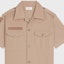 Shop CELINE Beige Short Sleeve Shirt with Patch Pocket and Velcro Closure 2C881219I-02BG
