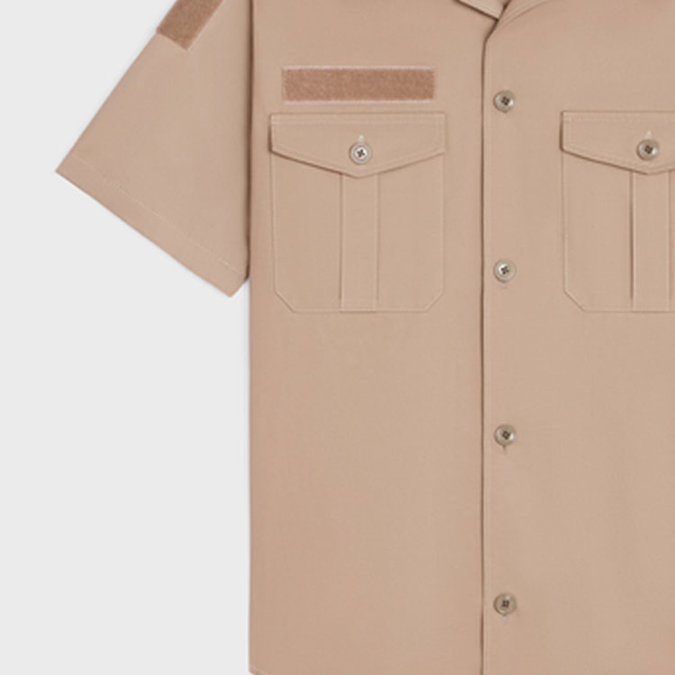 Details for CELINE Kemeja Lengan Pendek Beige dengan Poket Patch & Penutup Velcro 2C881219I-02BG