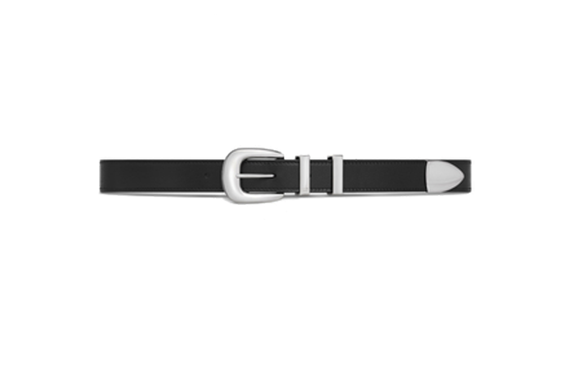 CELINE  Black Calfskin Leather Belt with Buckle Decoration 2.5CM. 45BBX3AJG38SI