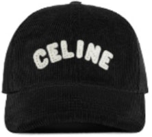 CELINE Black Cotton Cap with Embroidered Patch Design 2AUX3580W38NO CELINE Black Cotton Cap with Embroidered Patch Design 2AUX3580W38NO