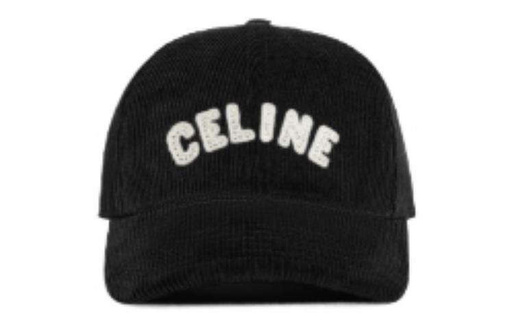 Order CELINE  Black Cotton Cap with Embroidered Patch Design 2AUX3580W38NO
