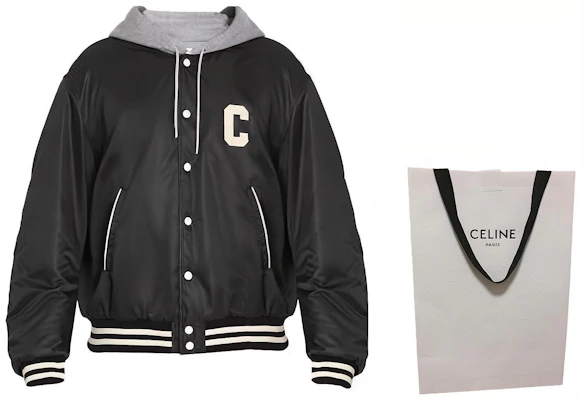 CELINE Black Denim Jacket with Hood and Logo. 2W15A227R-38NO Lookbook CELINE Black Denim Jacket with Hood and Logo. 2W15A227R-38NO