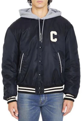 CELINE Black Denim Jacket with Hood and Logo. 2W15A227R-38NO Shop CELINE Black Denim Jacket with Hood and Logo. 2W15A227R-38NO