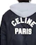 Sizing CELINE Black Denim Jacket with Hood and Logo. 2W15A227R-38NO