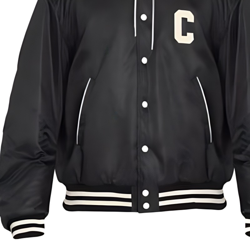 Cheap CELINE  Black Denim Jacket with Hood and Logo. 2W15A227R-38NO