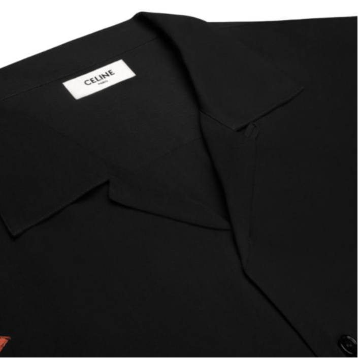 Purchase CELINE  Black Floral Print Button-Up Loose Fit Long Sleeve Shirt 2C70B852C-38NO