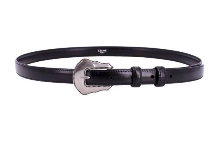 CELINE  Black Leather Belt Solid Design 2cm Wide. 45BFZ3A0138KI
