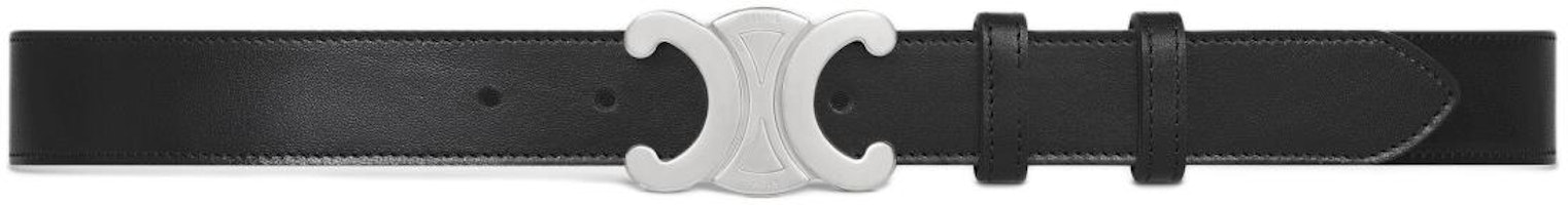 CELINE Black Leather Belt with Letter Decoration. CONF-45BIE3AJG-38SI CELINE Black Leather Belt with Letter Decoration. CONF-45BIE3AJG-38SI