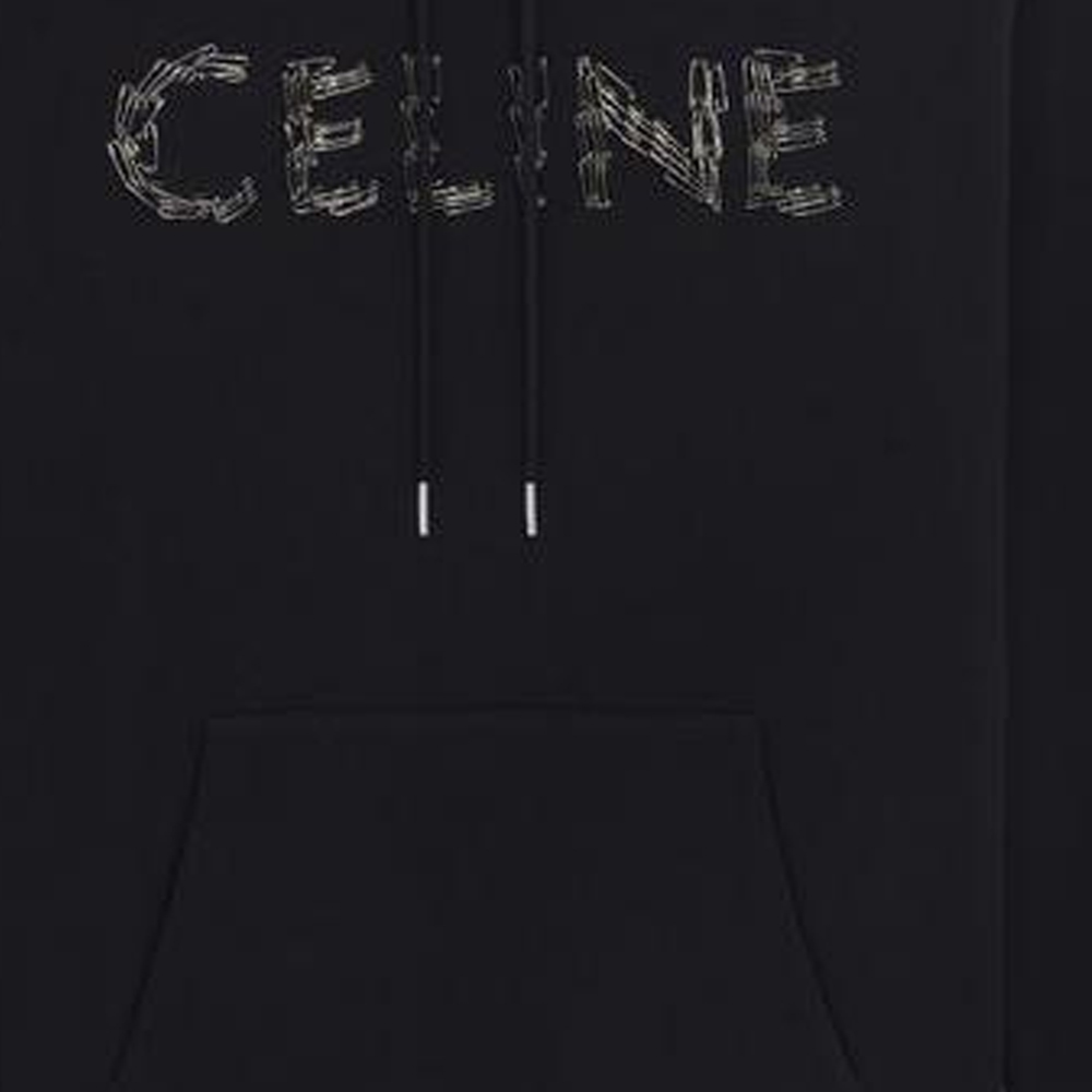CELINE  Black Logo Embroidered Oversized Hoodie with Drawstrings. 2Y697670Q-38NO 圖 6