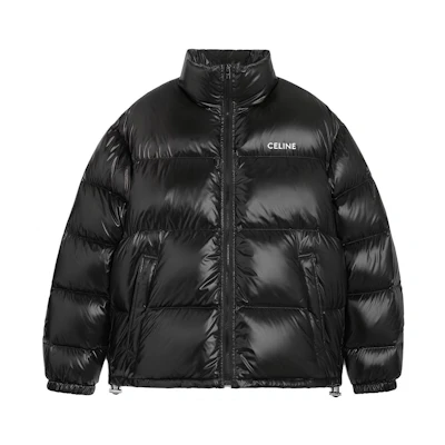 CELINE Black Logo Print Loose-Fit Puffer Jacket. 2W31A595K-38NO