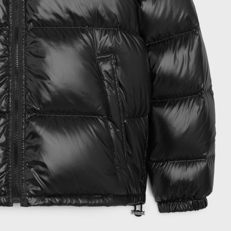 Sizing CELINE  Black Logo Print Loose-Fit Puffer Jacket. 2W31A595K-38NO