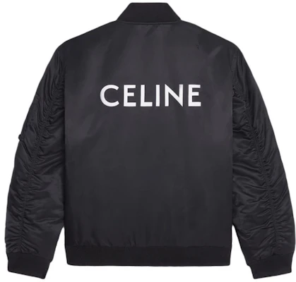 CELINE Jaket Longgar Hitam Logo Print Lengan Panjang Outerwear 2W426889O-38NO Lookbook CELINE Jaket Longgar Hitam Logo Print Lengan Panjang Outerwear 2W426889O-38NO