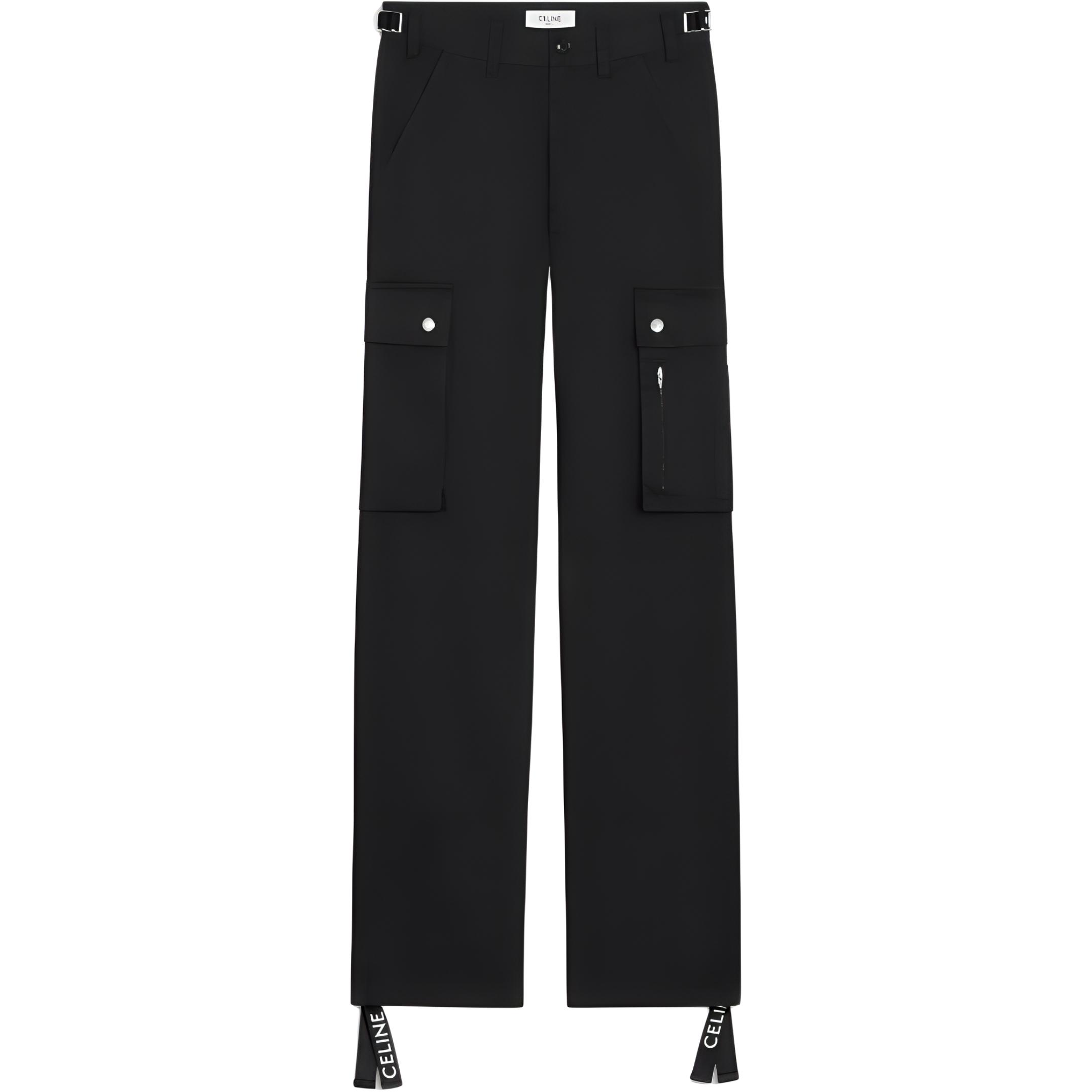 CELINE  Black Mid-Rise Straight-Leg Utility Cargo Pants. 2Z603219I-38NO