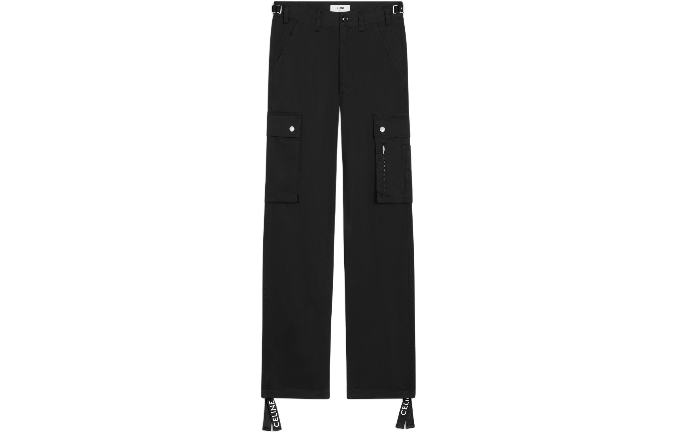 Order CELINE  Black Mid-Rise Straight-Leg Utility Cargo Pants. 2Z603219I-38NO