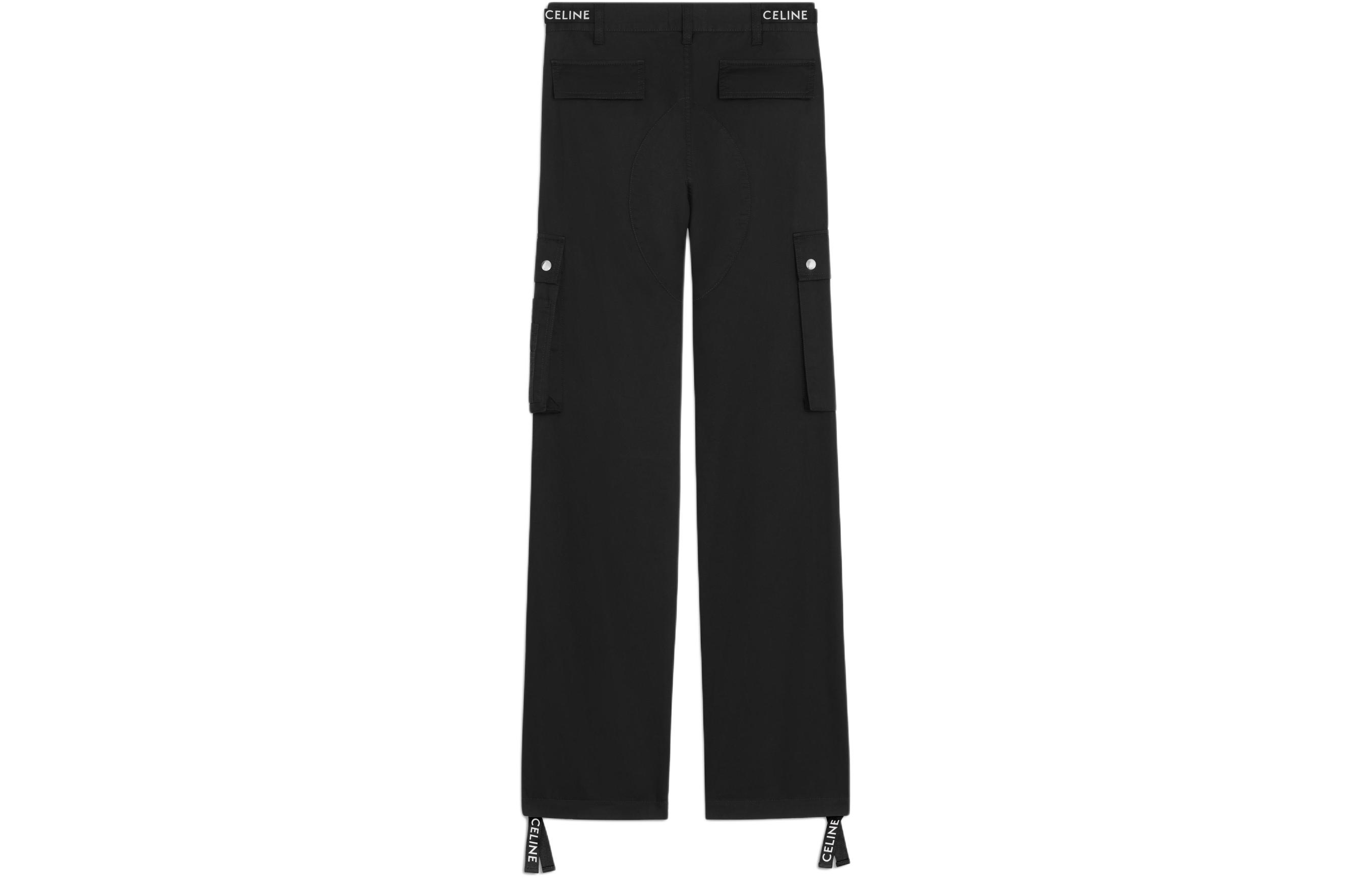Lookbook CELINE  Black Mid-Rise Straight-Leg Utility Cargo Pants. 2Z603219I-38NO