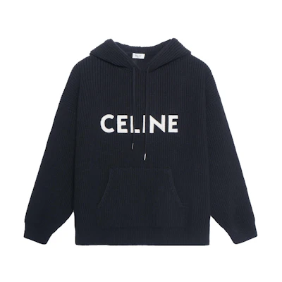 CELINE Black Pullover Hoodie with Solid Color Logo Print. 2A85W423P-38NO