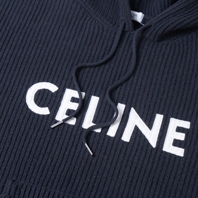 CELINE Black Pullover Hoodie with Solid Color Logo Print. 2A85W423P-38NO Details for CELINE Black Pullover Hoodie with Solid Color Logo Print. 2A85W423P-38NO