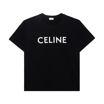 CELINE Black Pure Color Logo Print Short Sleeve T-Shirt. 2X681671Q-38AW