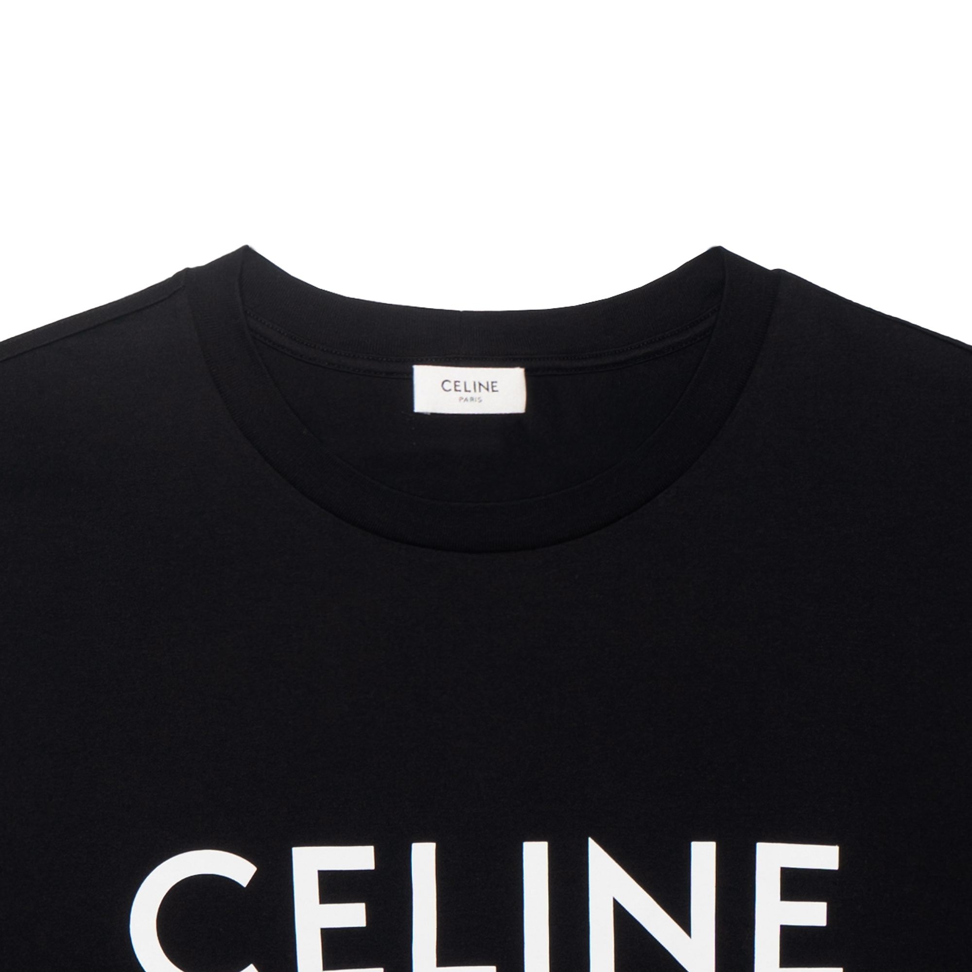 Details for CELINE  Black Pure Color Logo Print Short Sleeve T-Shirt. 2X681671Q-38AW
