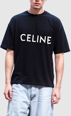 CELINE Black Pure Color Logo Print Short Sleeve T-Shirt. 2X681671Q-38AW Sizing CELINE Black Pure Color Logo Print Short Sleeve T-Shirt. 2X681671Q-38AW