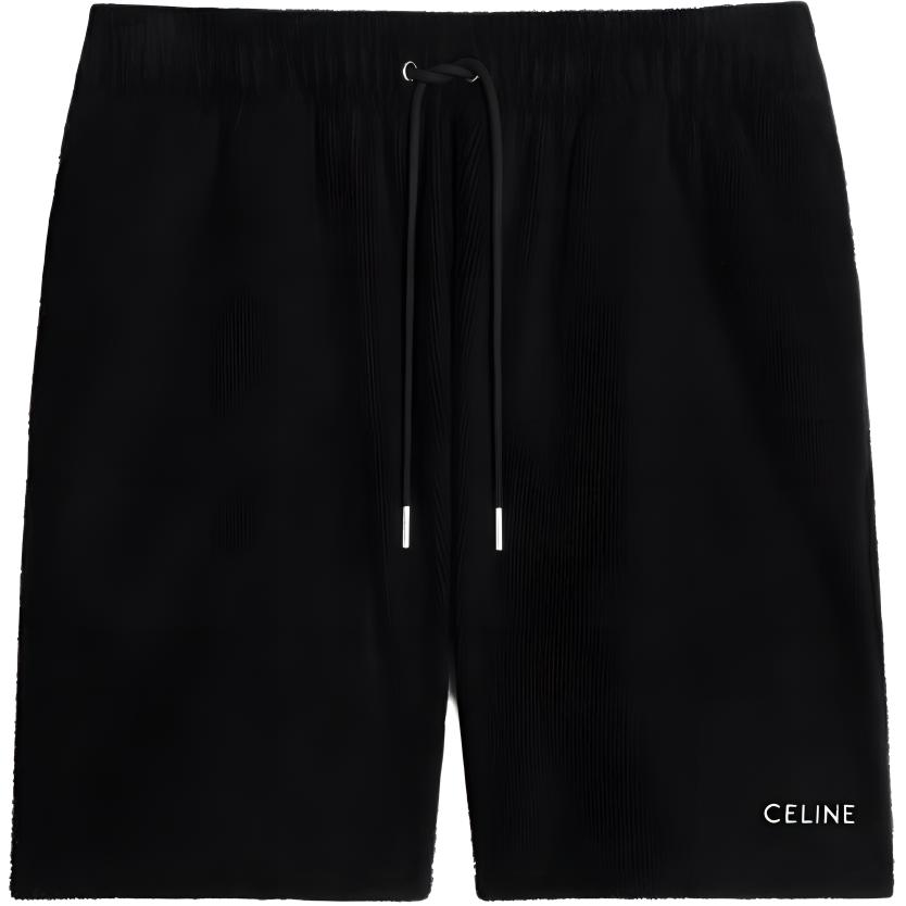Order CELINE  Black Relaxed Fit Drawstring Shorts with Letter Embroidery. 2Z709372Y-38AW