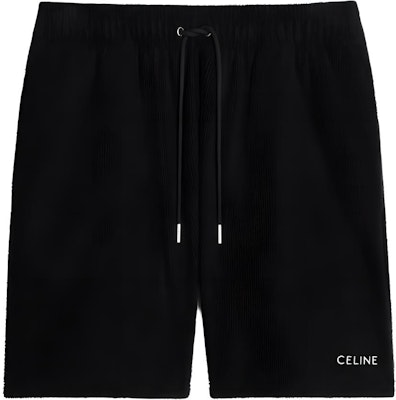 CELINE Black Relaxed Fit Drawstring Shorts with Letter Embroidery. 2Z709372Y-38AW Order CELINE Black Relaxed Fit Drawstring Shorts with Letter Embroidery. 2Z709372Y-38AW