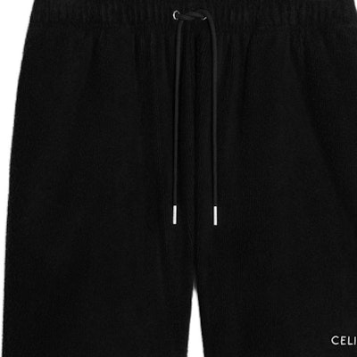 CELINE Black Relaxed Fit Drawstring Shorts with Letter Embroidery. 2Z709372Y-38AW Shop CELINE Black Relaxed Fit Drawstring Shorts with Letter Embroidery. 2Z709372Y-38AW