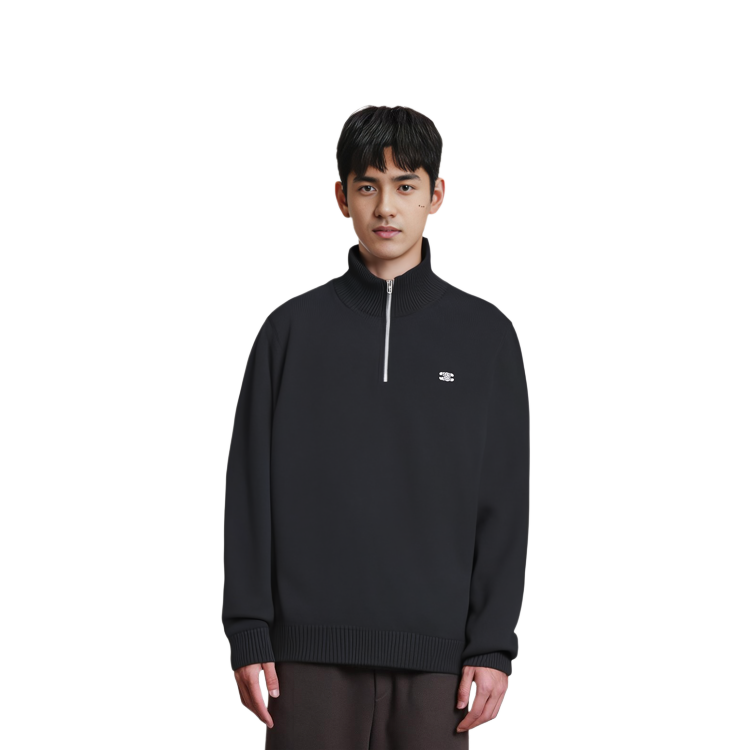 Shop CELINE Sweater Lengan Panjang Logo Hitam Bertekstur. 2ADBH048T-38OW