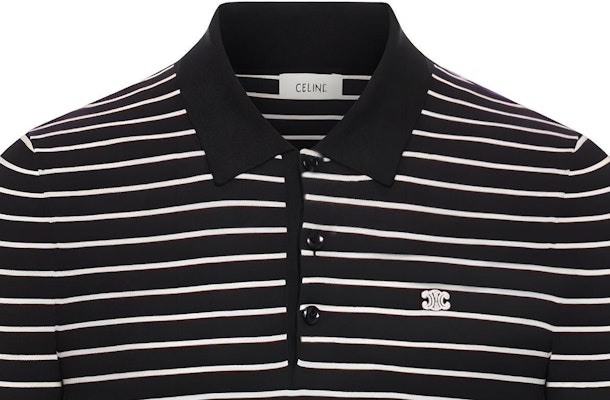 CELINE 黑色條紋短袖半開襟POLO衫. 2ADCT367Y-38EC Sizing CELINE 黑色條紋短袖半開襟POLO衫. 2ADCT367Y-38EC