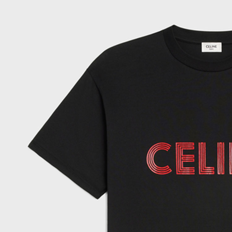 Purchase CELINE Kaos Hitam Logo Huruf Crew Neck Lengan Pendek. 2X51I671Q-38BR