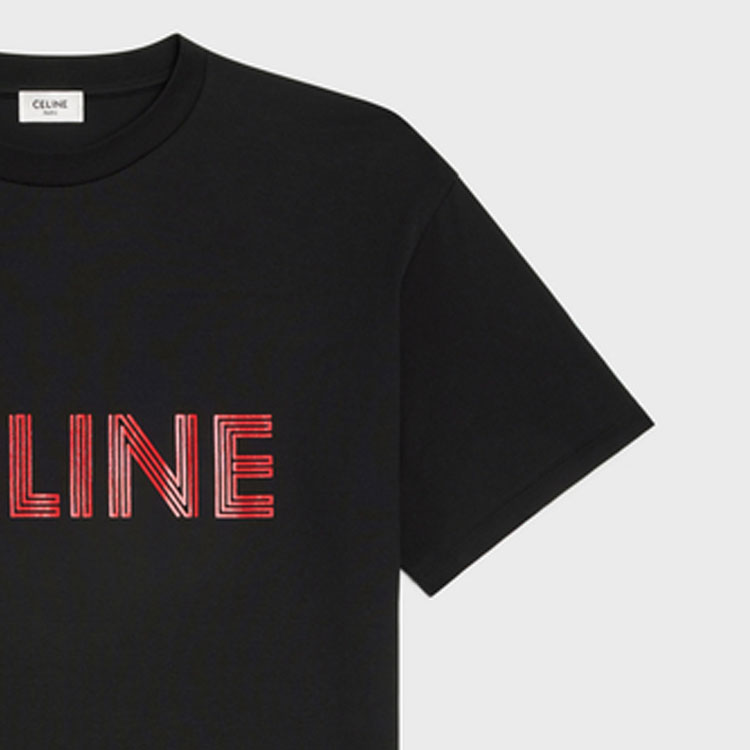 Details for CELINE Kaos Hitam Logo Huruf Crew Neck Lengan Pendek. 2X51I671Q-38BR