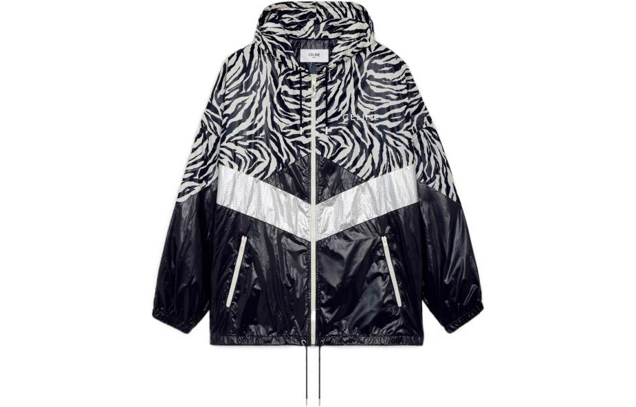 Order CELINE Jaket Hoodie Zip-Up Cetakan Harimau Hitam. 2W537260Q-38AW