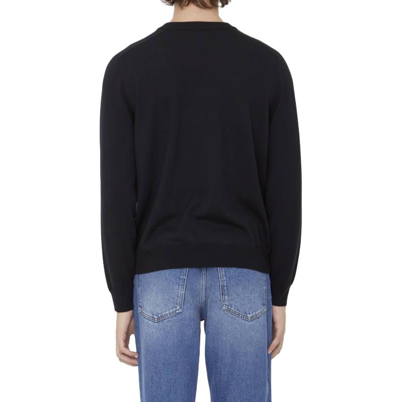 Purchase CELINE Suéter Negro Escote en V con Color Sólido y Bordado del Logotipo. 2AG26322U38NO